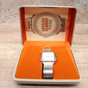 Vintage Jules Racine Watch Womens Silver Tone Stainless Steel Swiss Made 60's